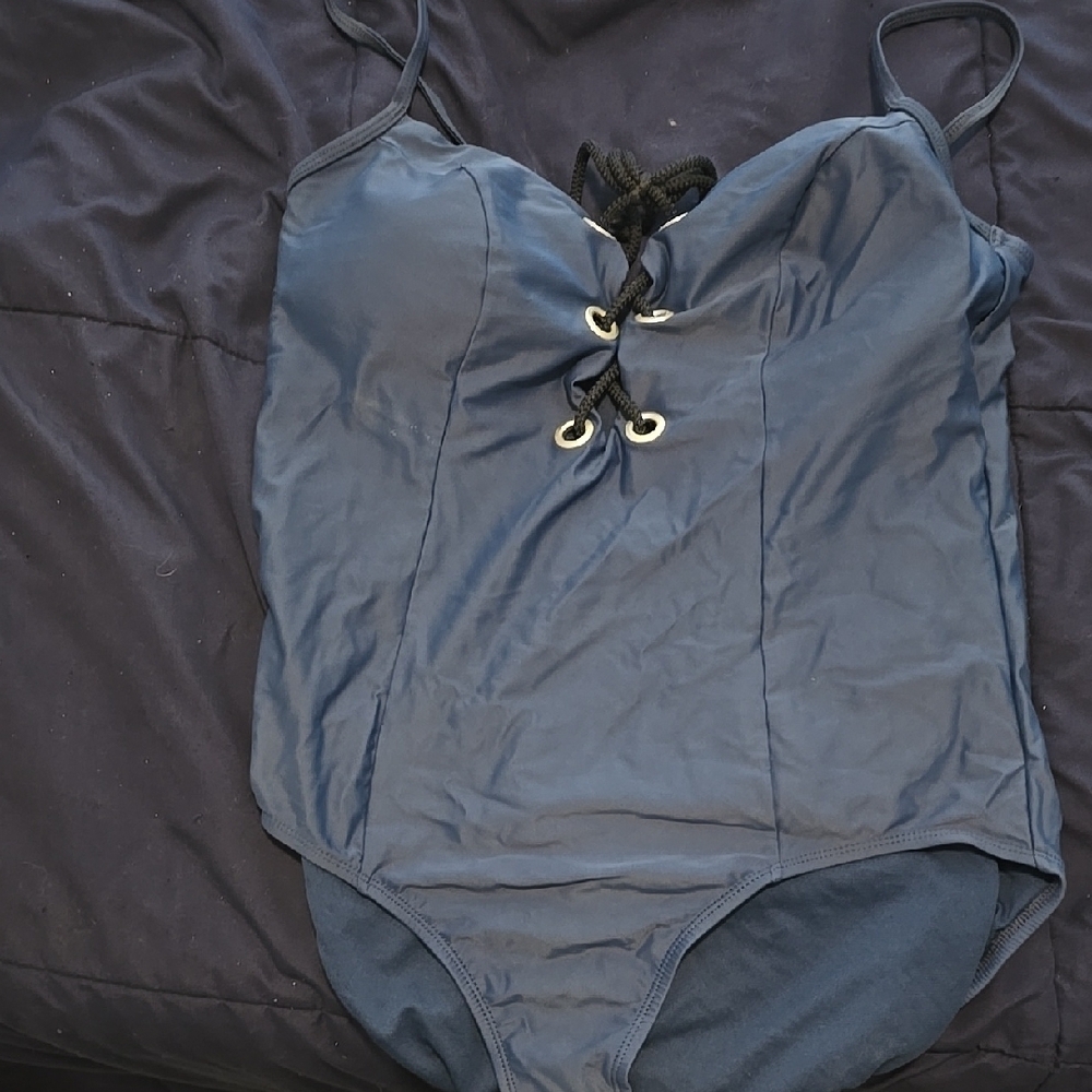 Stylish Blue Lace-Up Swimsuit